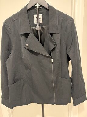 Isaac Mizrahi Black Asymmetric Zip Jacket